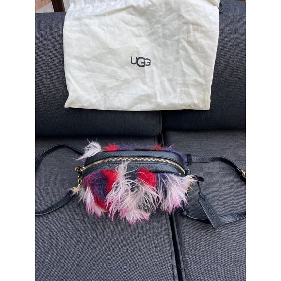 UGG Janey Patchwork Leather Crossbody with Colorful Faux Fur 1093560 - Picture 1 of 10